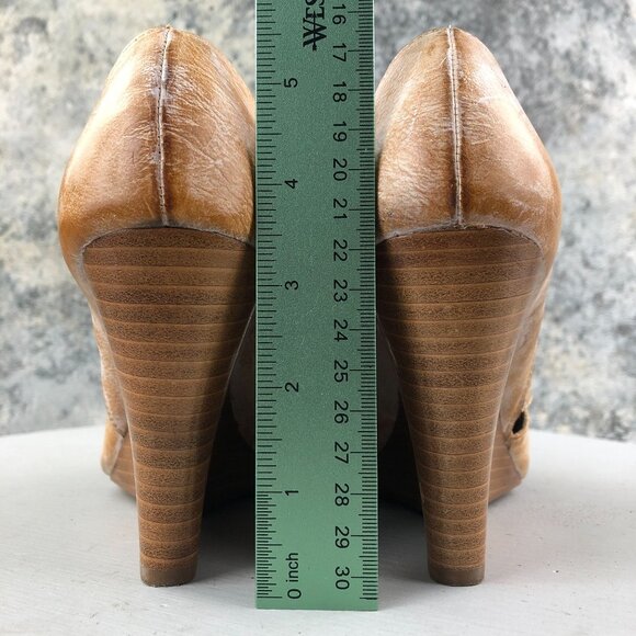 Max Studio Women's Size 7.5M Tan Brown Peep Toe Wedge Heel Ankle Booties Boots - Picture 8 of 14